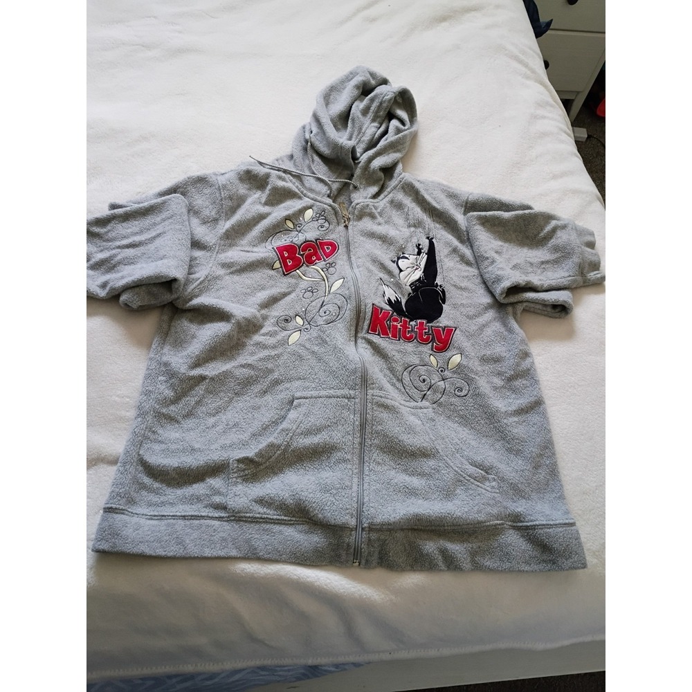 Looney Tunes Sylvester Gray Fleece Zip Hoodie Women's Graphic Print Hooded M‎